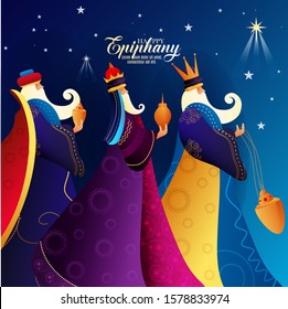 Epiphany Christian festival, with three kings