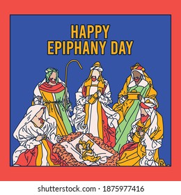 Epiphany is a Christian festival, Three magic kings bringing gifts to Jesus,
Jesus Christ soon after he was born 