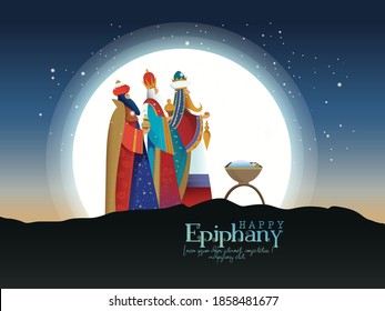 Epiphany Christian festival, Three wise men,3 magic kings bringing gifts to Jesus 