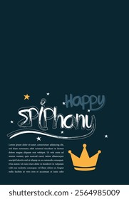 Epiphany Day typography on a navy blue background with a golden crown
