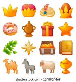 Epiphany icon set. Cartoon set of Epiphany vector icons for web design