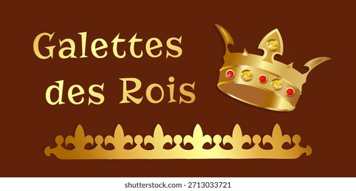 Epiphany King Cake, GALETTES DES ROIS auf Französisch, Goldene Kronengrafik
