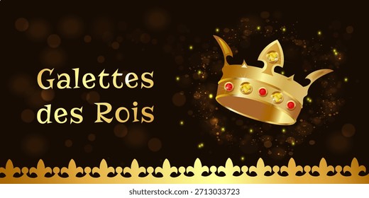 Epiphany King Cake, GALETTES DES ROIS auf Französisch, Goldene Kronengrafik
