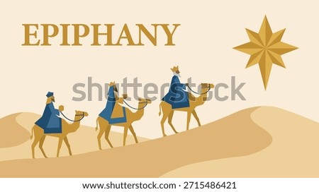 Epiphany Three Kings Wise Men Desert Journey Flat Vector