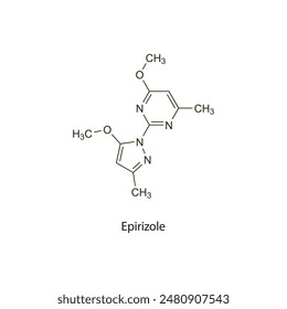 Epirizole flat skeletal molecular structure NSAID drug used in Pain treatment. Vector illustration scientific diagram.