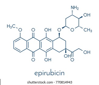 Epirubicin cancer chemotherapy drug molecule. Skeletal formula.