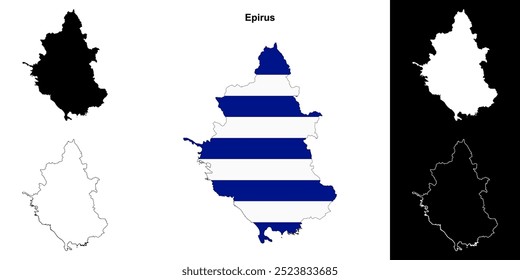 Epirus region outline map set