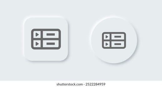 Episode line icon in neomorphic design style. Series signs vector illustration.