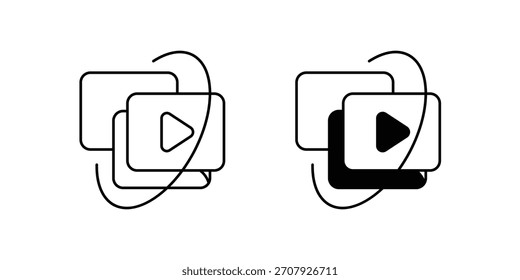Icono de conjunto de lista de episodios con Vector de fondo blanco Ilustración de stock