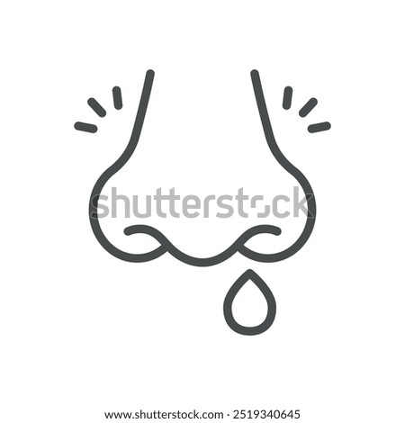 Epistaxis Icon. Thin Line Illustration of Nose with Droplet Representing Nosebleed. Medical Vector Sign for Nasal Bleeding and Health Issues.