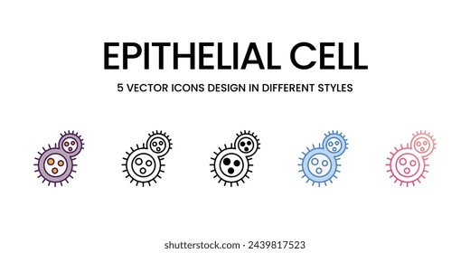 Epithelial cell icons set in different style vector stock illustration