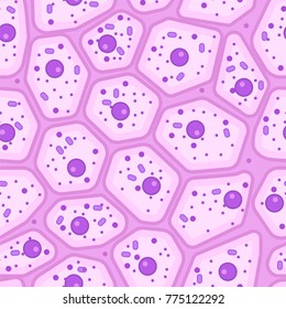 Epithelial seamless pattern. Stock vector illustration of magnified skin cells, human tissue under the microscope. Medicine and biology collection