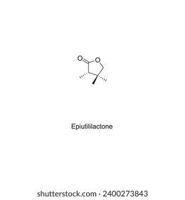 Epiutililactone skeletal structure diagram.Hemiterpenoid molecule scientific illustration.