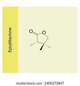 Diagrama de la estructura esquelética de la epiutililactona.Ilustración científica de la molécula hemiterpenoide.