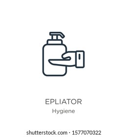 Epliator icon. Thin linear epliator outline icon isolated on white background from hygiene collection. Line vector sign, symbol for web and mobile