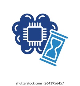 Epoch mini illustration dual tone blue color icon, use for machine learning, education, technology industry, UI, UX kit, app and web development, digital or print.