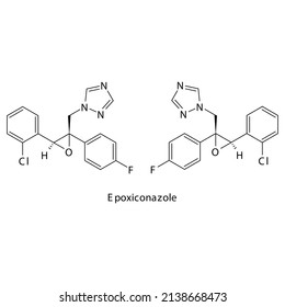 Epoxiconazole molecular structure, flat skeletal chemical formula. Azole antifungal drug used to treat Fungal body and skin infections . Vector illustration.