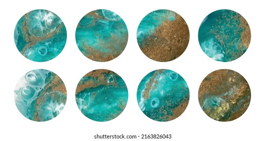 Epoxy Surface Template. A Selection Of Colorful Turquoise Circles. Isolated Vector Illustration.