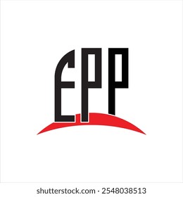 Diseño del logotipo de la letra del EPP con el fondo blanco en el ilustrador, fuente moderna del alfabeto del logotipo del Vector