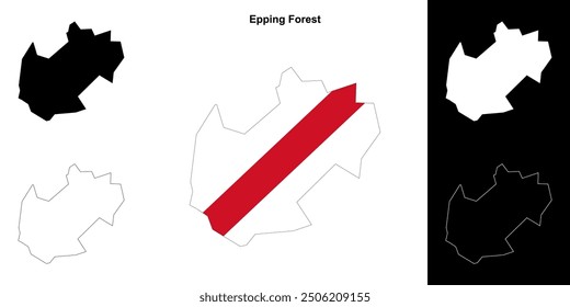 Epping Forest blank outline map set