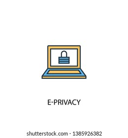 e-Privacy concept 2 colored line icon. Simple yellow and blue element illustration. e-Privacy concept outline symbol design