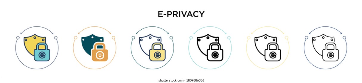 E-privacy icon in filled, thin line, outline and stroke style. Vector illustration of two colored and black e-privacy vector icons designs can be used for mobile, ui, web