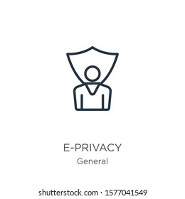 E-privacy icon. Thin linear e-privacy outline icon isolated on white background from general collection. Line vector sign, symbol for web and mobile