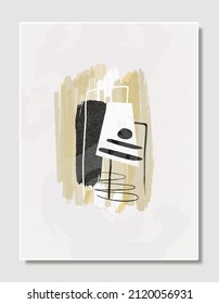 EPS 10 Abstract set illustration vector print hand drawn water color painted shapes geometry contemporary aesthetic mid century modern art Scandinavian nordic design style