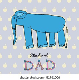 EPS 10, Abstract vector illustration card with elephant (children paint)