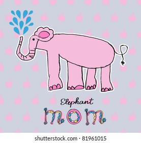EPS 10, Abstract vector illustration card with elephant (children paint)
