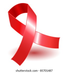 EPS 10: AIDS awareness red ribbon over a white background with drop shadow, simple and effective.