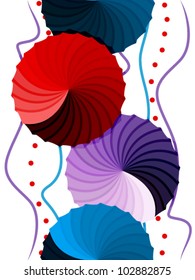 EPS 10: Beautiful seamless abstract pattern made by rosette in gradient red, purple, blue with lines and dots,graphic,dynamic and fun wallpaper or fabric.