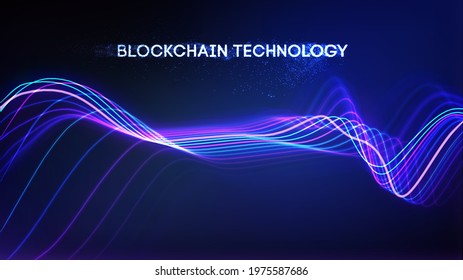 EPS 10. Blockchain technology wave background. Cryptocurrency fintech block chain network and programming concept. Abstract Segwit concept.