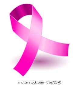 EPS 10: Cancer awareness pink ribbon over a white background with shadow.