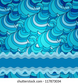 Eps 10 colorful vector background with sea waves with a place for your text