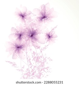 EPS 10. Contains transparent objects. Vector background with pastel flowers.