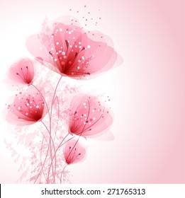 EPS 10. Contains transparent objects. Vector background with pastel flowers.