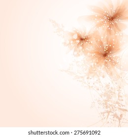 EPS 10. Contains transparent objects. Vector background with pastel flowers.