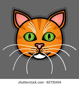 EPS 10: Cute and fun graphic cartoon orange tabby cat on grey background.