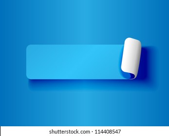 EPS 10: Cute peeling off label or sticker, blue on blue tones with white backing and shadows, ready for your text.