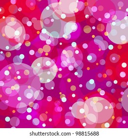 EPS 10: Fun, young and happy background with overlayed bubbles of varying colors and opacity mainly in shades of pink, purple and red.