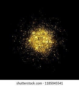 Eps 10 golden glitter splash isolated on black background