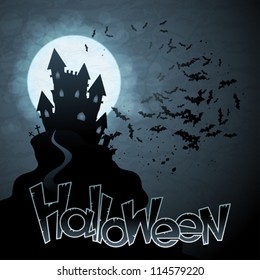 EPS 10 Halloween background with moon and bats.