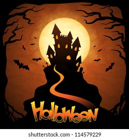 EPS 10 Halloween background with moon and bats.