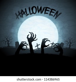 EPS 10 Halloween background with zombies and the moon.