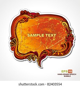 EPS 10, hand-drawn retro style, autumn theme, speech bubble with floral elements for decoration and design