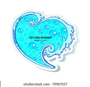 EPS 10, Hand-drawn wave banner for decoration and design (elegant sticker)