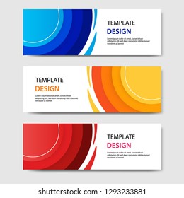EPS 10 Horizontal business corporate banners with 3D abstract paper cut style. Vector design layout for web, banner, header, print flyers. Colorful carving art, blue, orange, red in white background