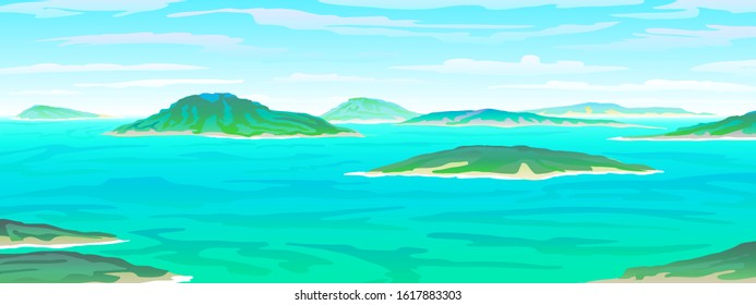 eps 10 illustration background View of blue Caribbean paradise art