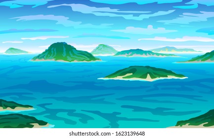 eps 10 illustration background View of blue Caribbean paradise art